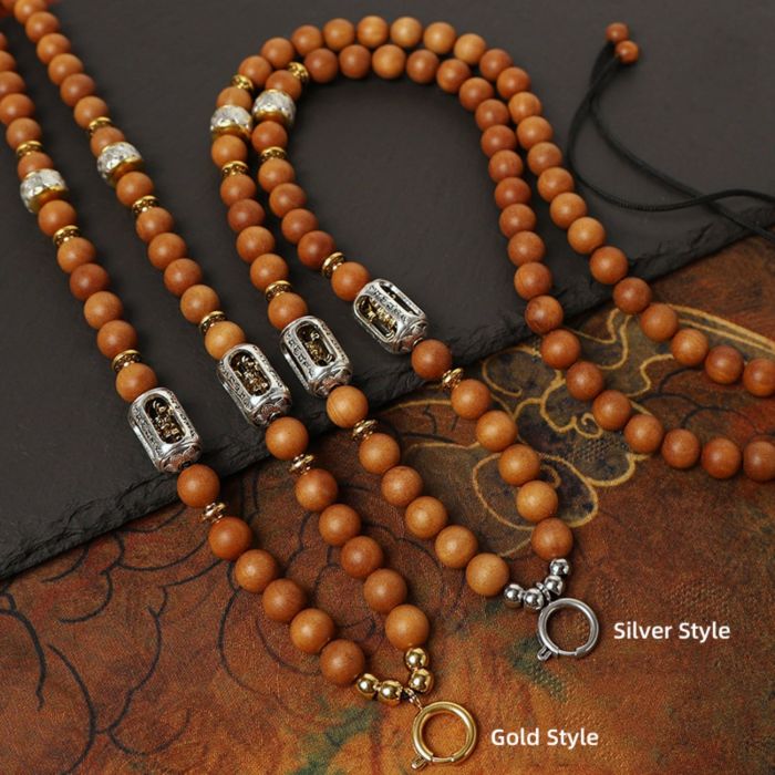 Natural Sandalwood Chain Tibetan Silver Thangka Pendant Replacement Chain
