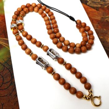 Natural Sandalwood Chain Tibetan Silver Thangka Pendant Replacement Chain