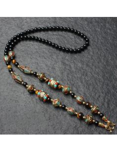 Natural Onyx Beads Chain Tibetan Style Thangka Pendant Replacement Chain