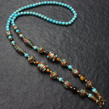 Natural Onyx Beads Chain Tibetan Style Thangka Pendant Replacement Chain