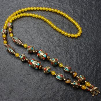 Natural Onyx Beads Chain Tibetan Style Thangka Pendant Replacement Chain