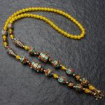 Natural Onyx Beads Chain Tibetan Style Thangka Pendant Replacement Chain