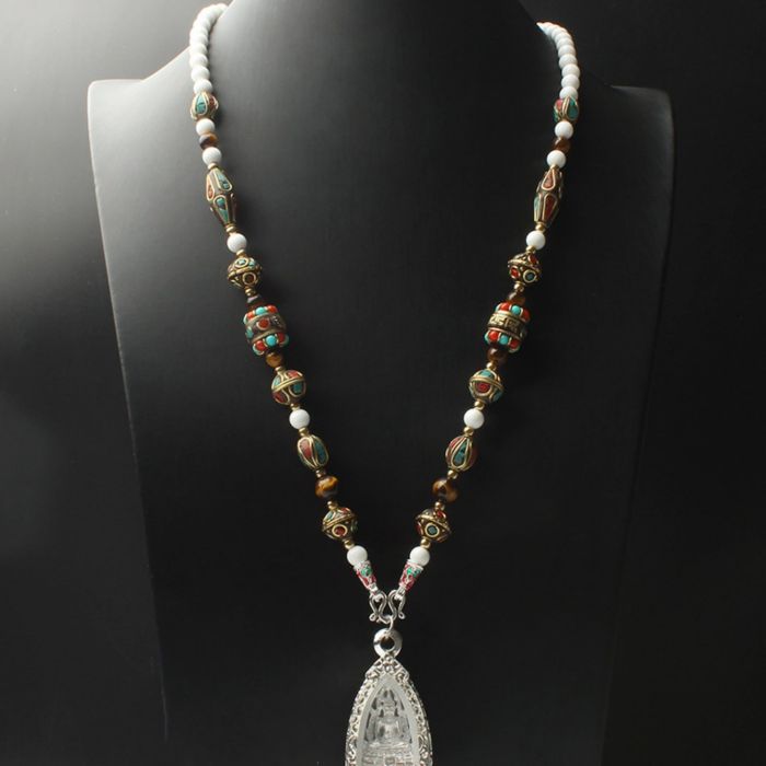 Natural Onyx Beads Chain Tibetan Style Thangka Pendant Replacement Chain