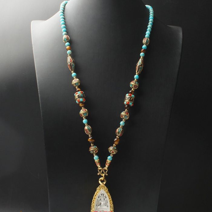 Natural Onyx Beads Chain Tibetan Style Thangka Pendant Replacement Chain