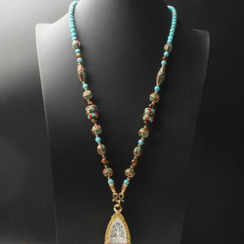 Natural Onyx Beads Chain Tibetan Style Thangka Pendant Replacement Chain