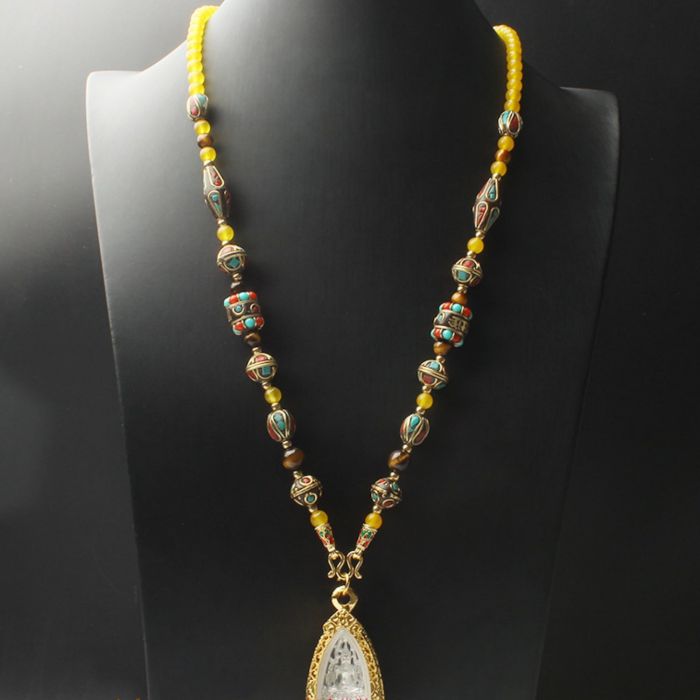Natural Onyx Beads Chain Tibetan Style Thangka Pendant Replacement Chain