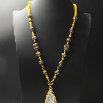 Natural Onyx Beads Chain Tibetan Style Thangka Pendant Replacement Chain