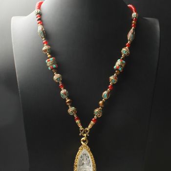 Natural Onyx Beads Chain Tibetan Style Thangka Pendant Replacement Chain