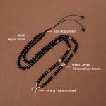 Natural Black Onyx Beads Chain Tibetan Silver Thangka Pendant Replacement Chain