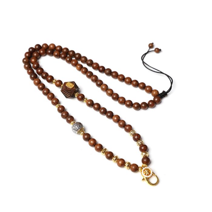 Natural Sandalwood Beads Chain Tibetan Silver Thangka Pendant Replacement Chain