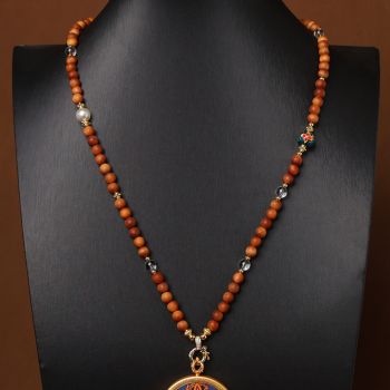 Natural Sandalwood & Pearl Beads Chain Tibetan Silver Thangka Pendant Replacement Chain