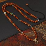 Natural Sandalwood & Pearl Beads Chain Tibetan Silver Thangka Pendant Replacement Chain