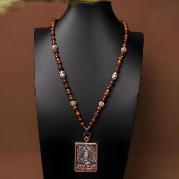 Natural Sandalwood Beads & Tibetan Silver Chain Thangka Pendant Replacement Chain
